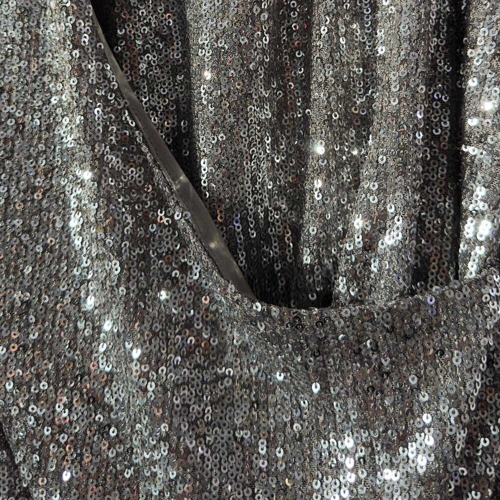 Gorgeous 'Rock & Shine" Reitmans Silver Sequin Crossover Top – XS/S – NWOT - Picture 6 of 10